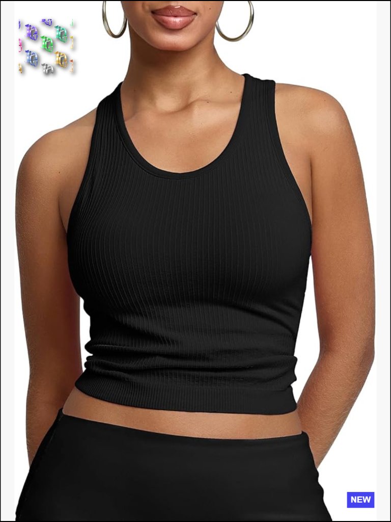 Racerback Tank Top With Built-In Bra Seamless Ribbed Y2k Fitted Athletic Gym Top